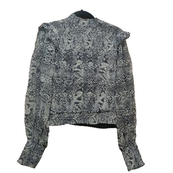 Free People Snake Combo Roma MOCK NECK Blouse Tie‎ neck Size Small - Picture 3 of 13
